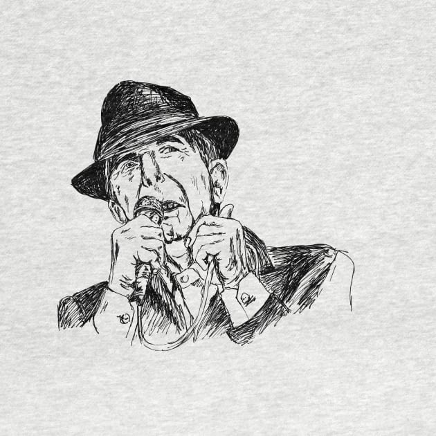 Leonard Cohen portrait by rachelsfinelines